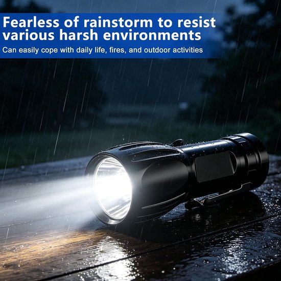 8 stuks mini-zaklamp led oplaadbaar: USB oplaadbare handlampen, superhelder & zoombaar met meertraps modus, draagbare zaklamp voor camping, noodgevallen en outdoor, waterdichte handlamp, zwart — afbeelding 4
