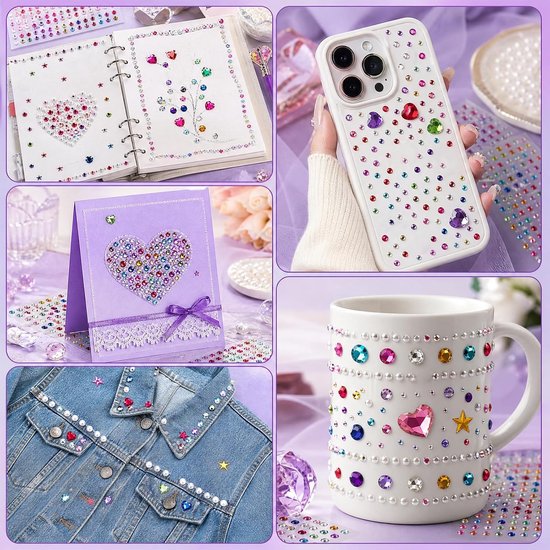 3432 stuks glitterstenen, zelfklevend, strass-steentjes en parels — afbeelding 5