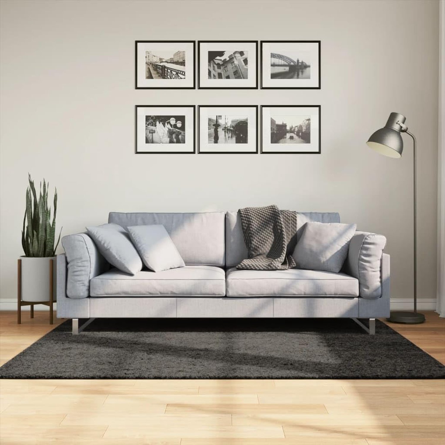 Tapijt ISTAN hoogpolig glanzend antraciet 120x170 cm van polyester