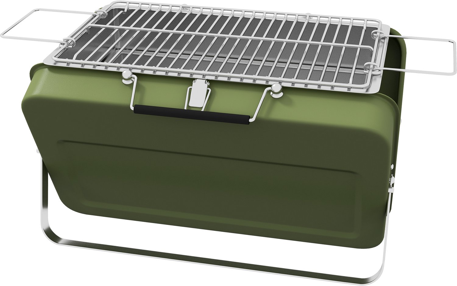 Draagbare houtskoolbarbecue, mini opvouwbare barbecue, met houtskoolbak en asopvangbak, metalen behuizing, groen