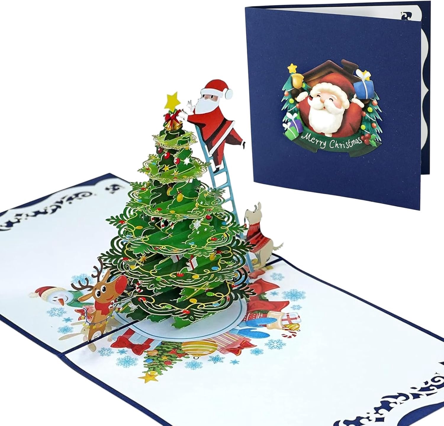 Kerstboom pop-up kaart, 3D pop-up kerstkaarten, voor volwassenen en kinderen, met envelop - 14,3 x 22,5 cm
