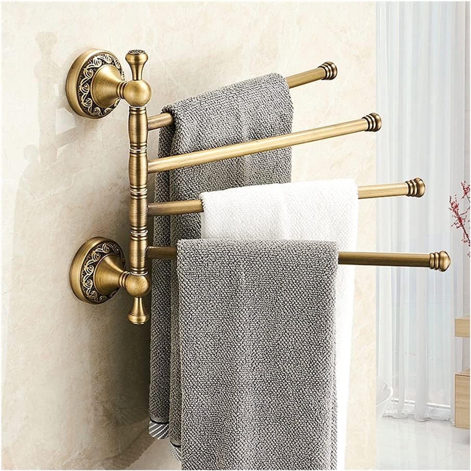 Handdoekrails Handdoekstang voor badkamer, handdoekhouders 3-4 lagen staven antieke koperen handdoekhouder, badrek actieve rails broekhanger, badkameraccessoires wandplank/3 lagen Activiteit