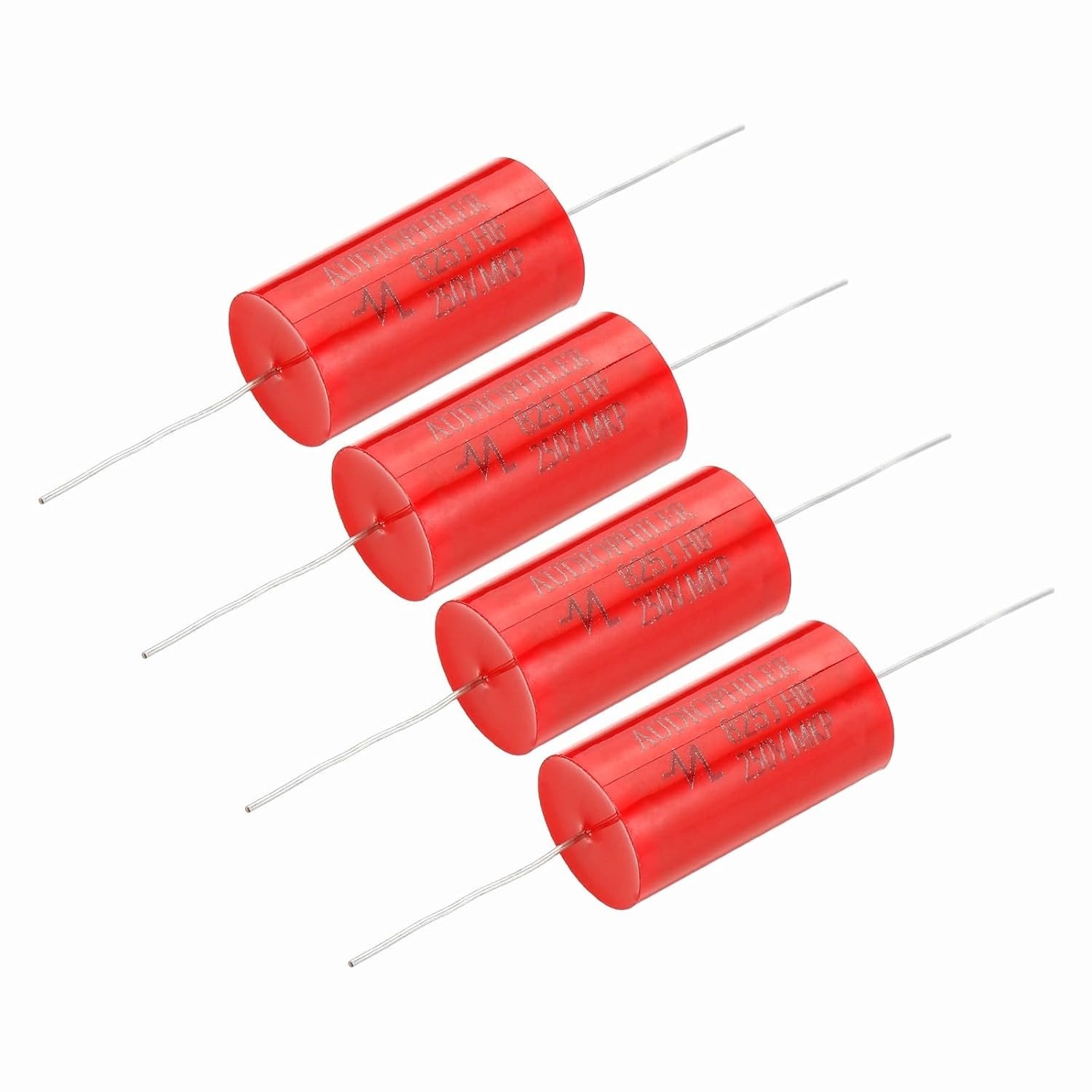 4 Stuks 8.2uF Capacitor Frequentieverdelers, 250V Rode Axiale Audio Speaker Crossover MKP Film Capacitor voor Geluidsverbetering en Audiofidelity