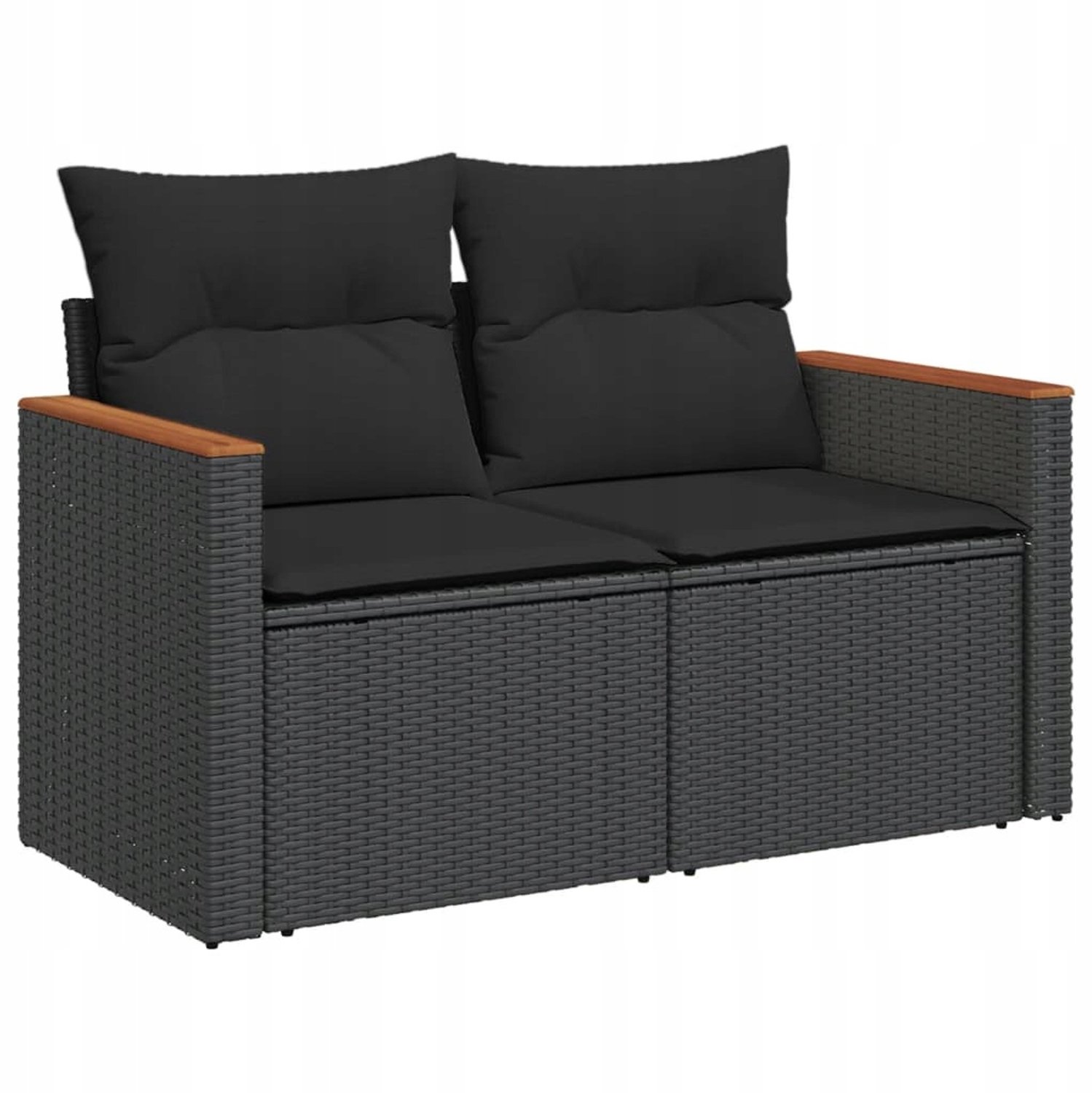 Moderne Loungeset Tuinbank - Zwart Polyrattan