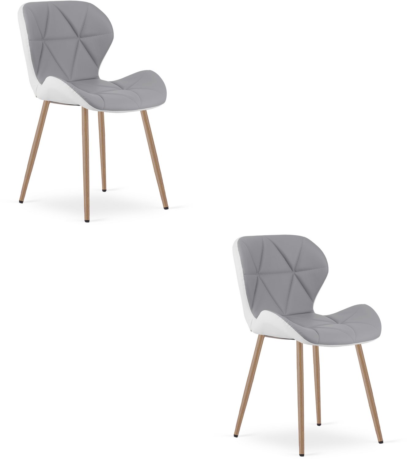 Oskar MANGO Eetkamerstoelen – Set van 2 – Wit Kunstleer – Metalen Poten in Eikenlook – Comfortabele Gestoffeerde Zitting – Modern Design – Voor Woonkamer, Keuken en Eetkamer – Max. 110 kg per Stoel