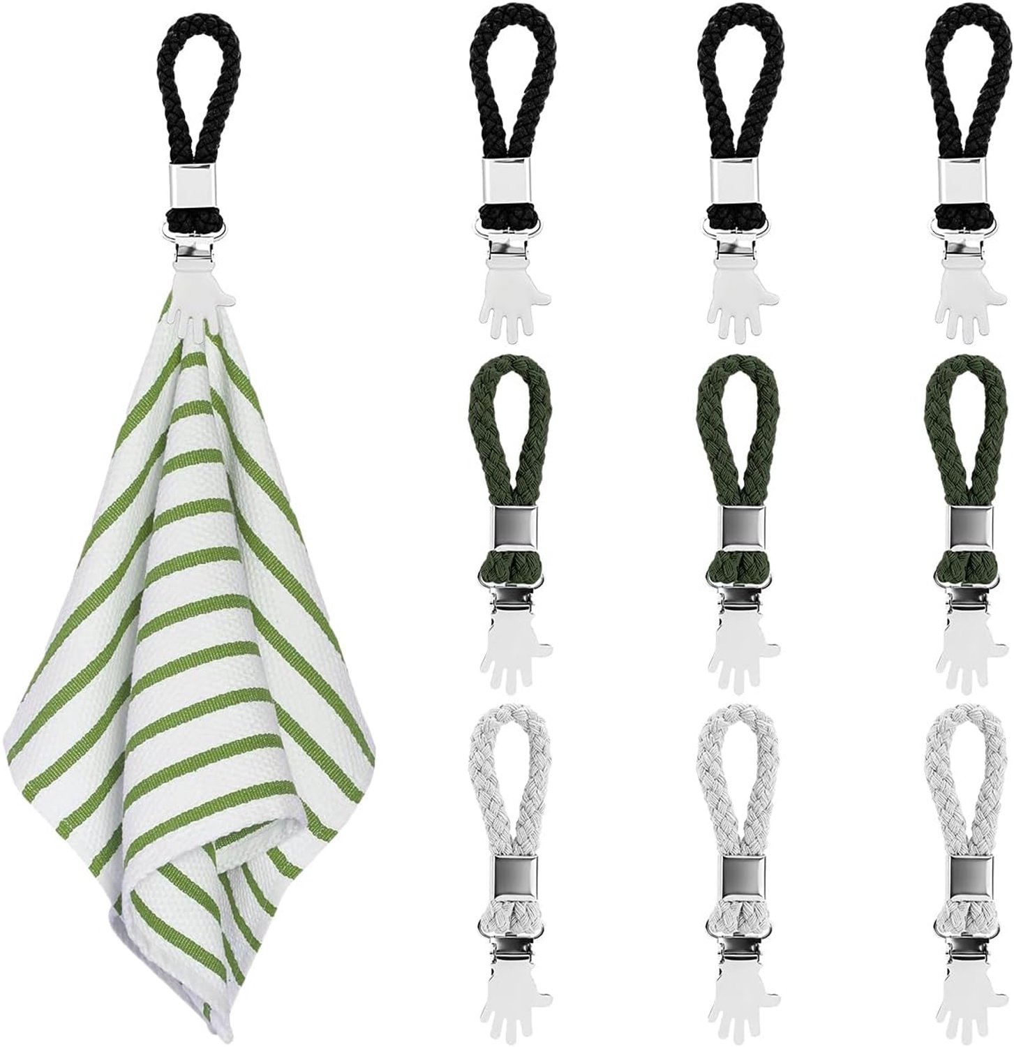 Handdoekclips 9 stuks - Katoenen koord en metaal - Roestbestendig en stevig - Ideaal voor het ophangen van handdoeken - ShopVlot