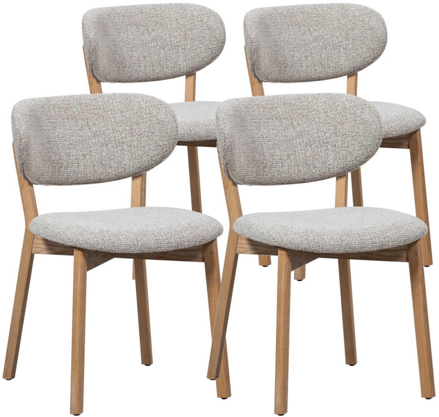 DS4U - - Quinn eetkamerstoel - Set van 4 - Beige / naturel hout - Hout - Met armleuning