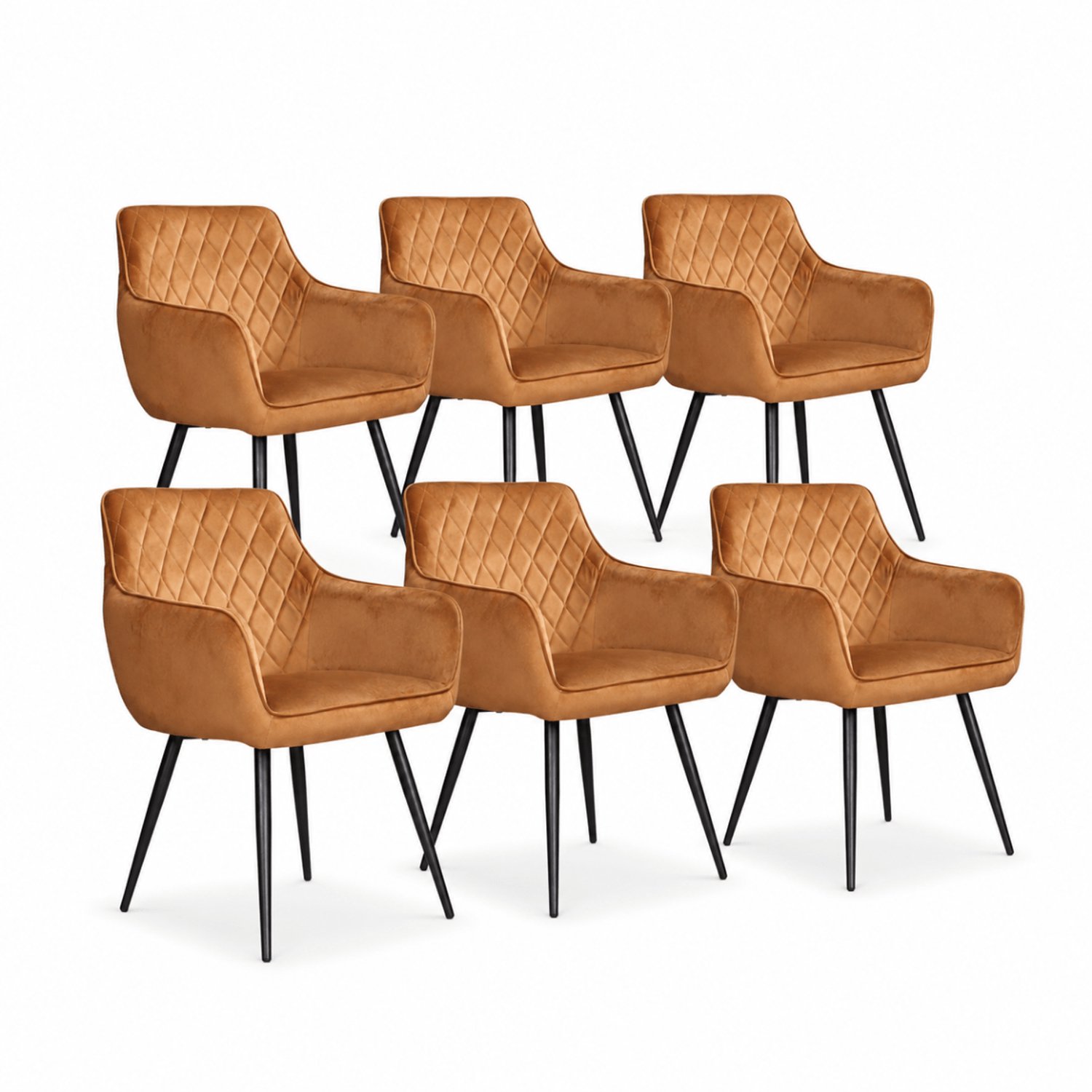 DS4U - - Ravi eetkamerstoel - Set van 6 - Goud - Velvet - Met armleuning