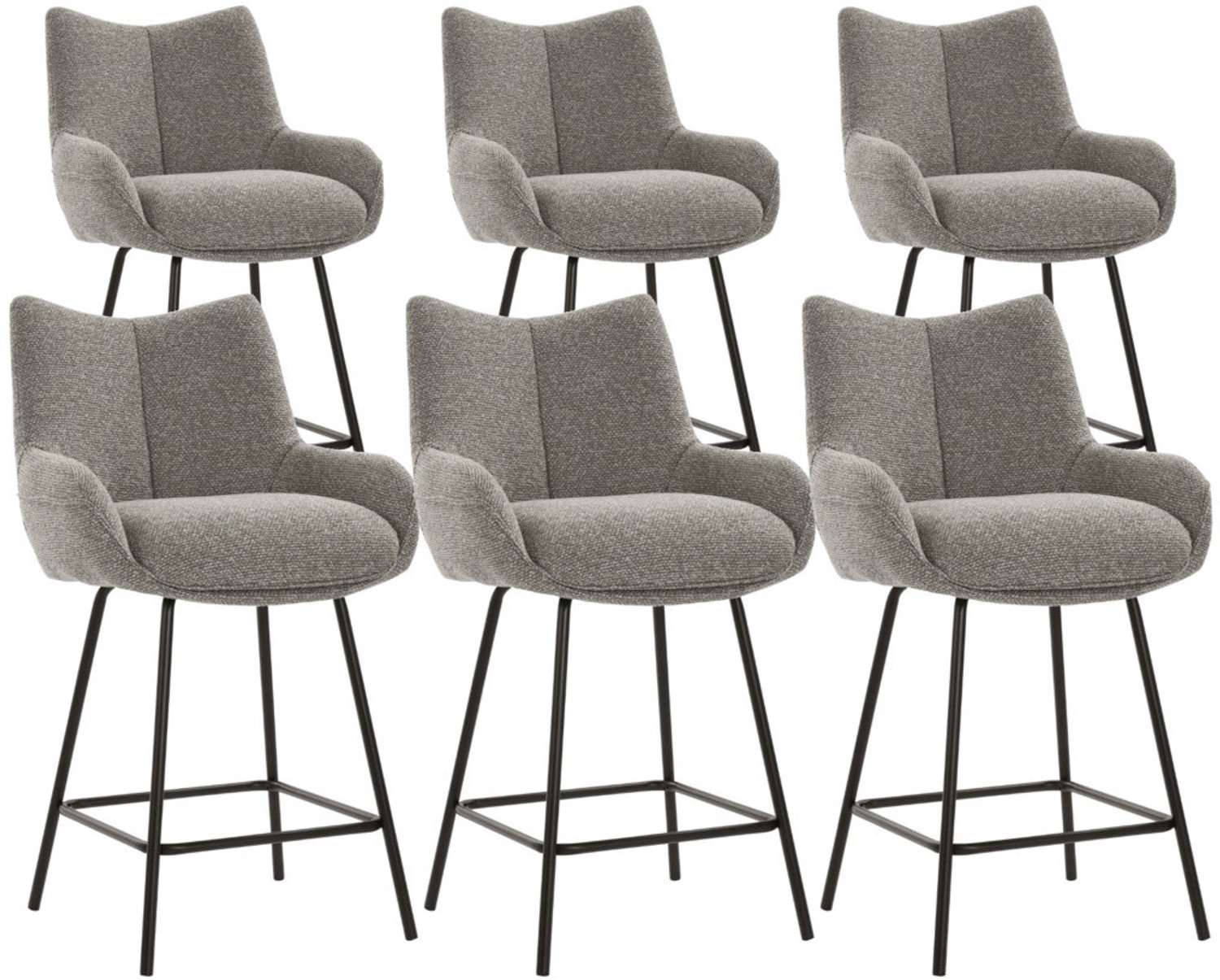 DS4U - - Ivan barkruk 65 cm - Set van 6 - Taupe - Stof - Met armleuning