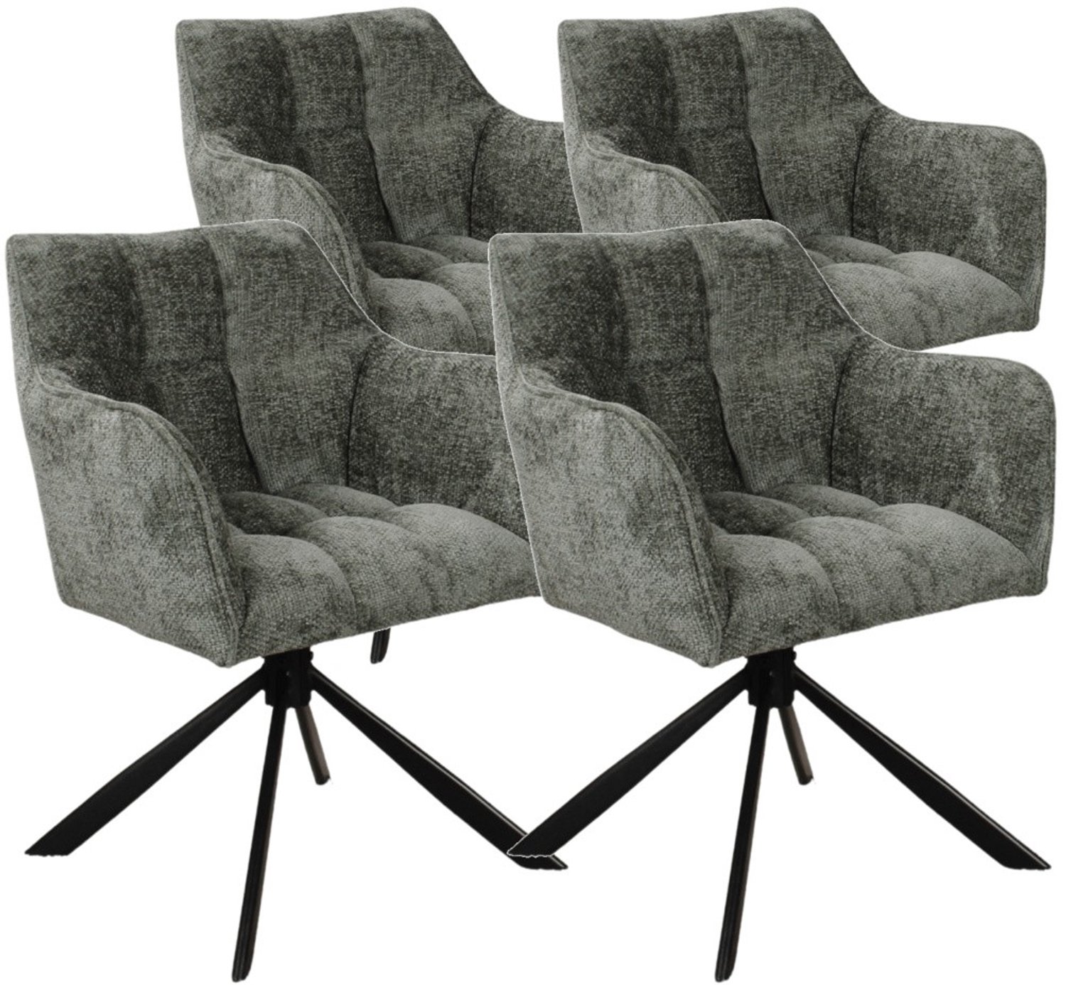 DS4U - - Puck armstoel met terugdraaifunctie - Set van 4 - Groen - Stof