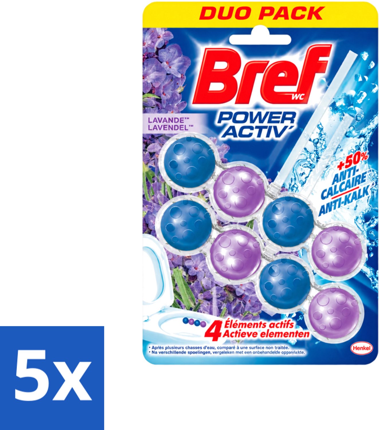 5 x Bref - Toiletblok - Lavender - Voordeelverpakking - 5 stuks