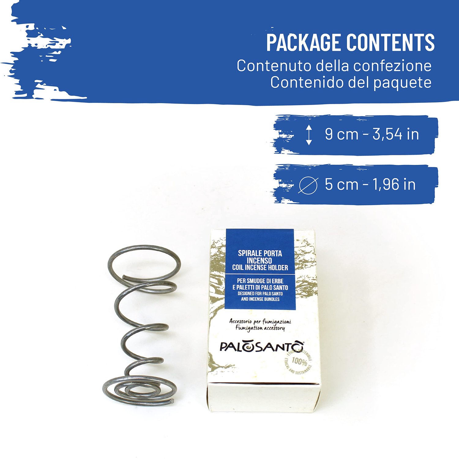 Wierookstokjeshouder - Spiraal van staal - Handgemaakt in Italië - Perfect voor Palo Santo - m-winkel