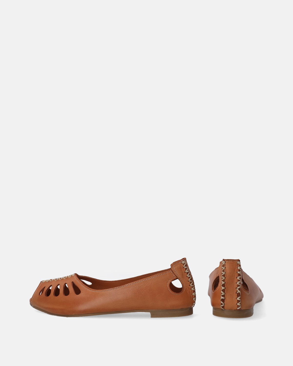 Ballerina's - Bruin - Open neus - Echt leer - Maat 41