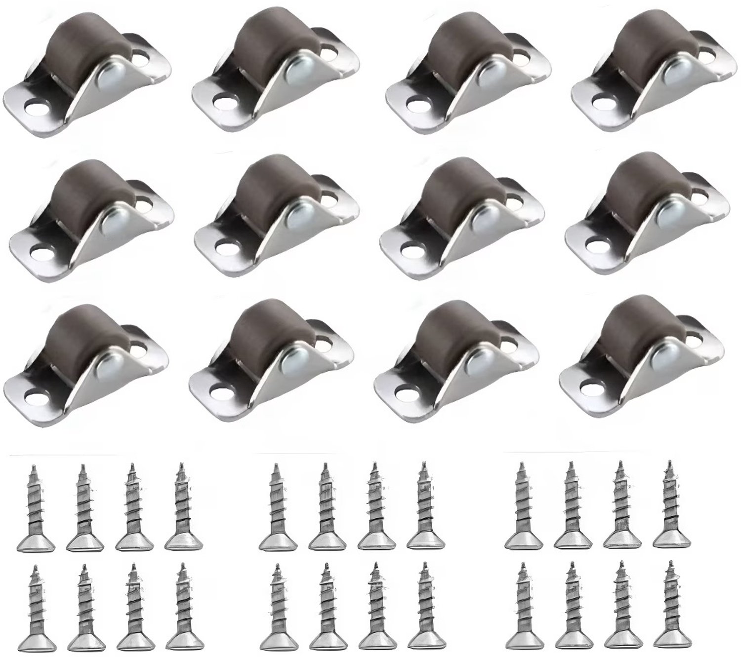 Han-Bar® 12× Mini Vaste Wielen (Niet-Zwenkbaar) + Schroeven – Laag Profiel – Stille Rubberwielen – 7 kg per wiel