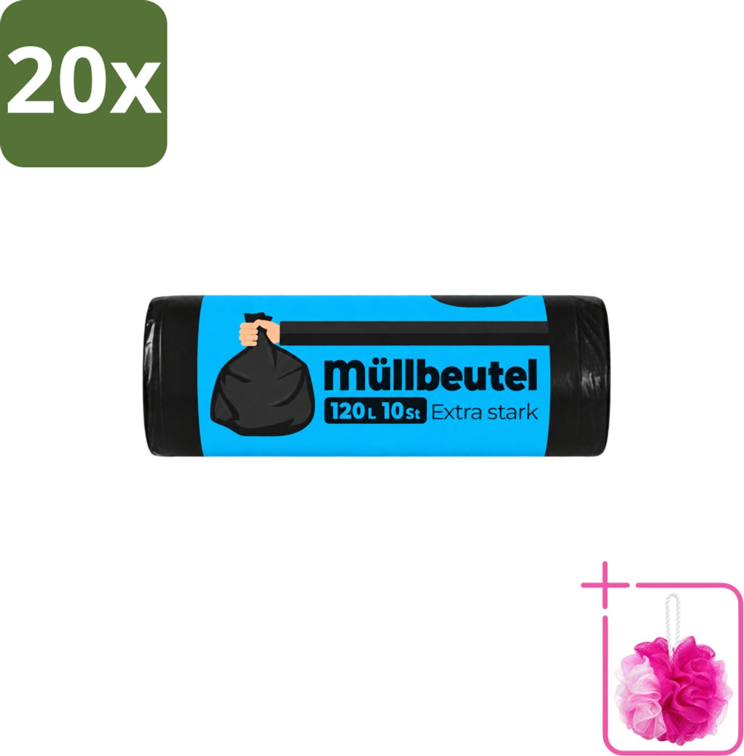 20 x Deluxe - Vuilzakken - Stevig & Ruim - 10 Vuilniszakken - 120L - Bulkverpakking - Vuilzakken 120 l - Douchemop - Huishoudelijk afval