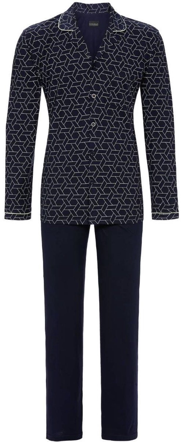 Ringella Donkerblauwe heren doorknooppyjama - Blauw - Maat - 58