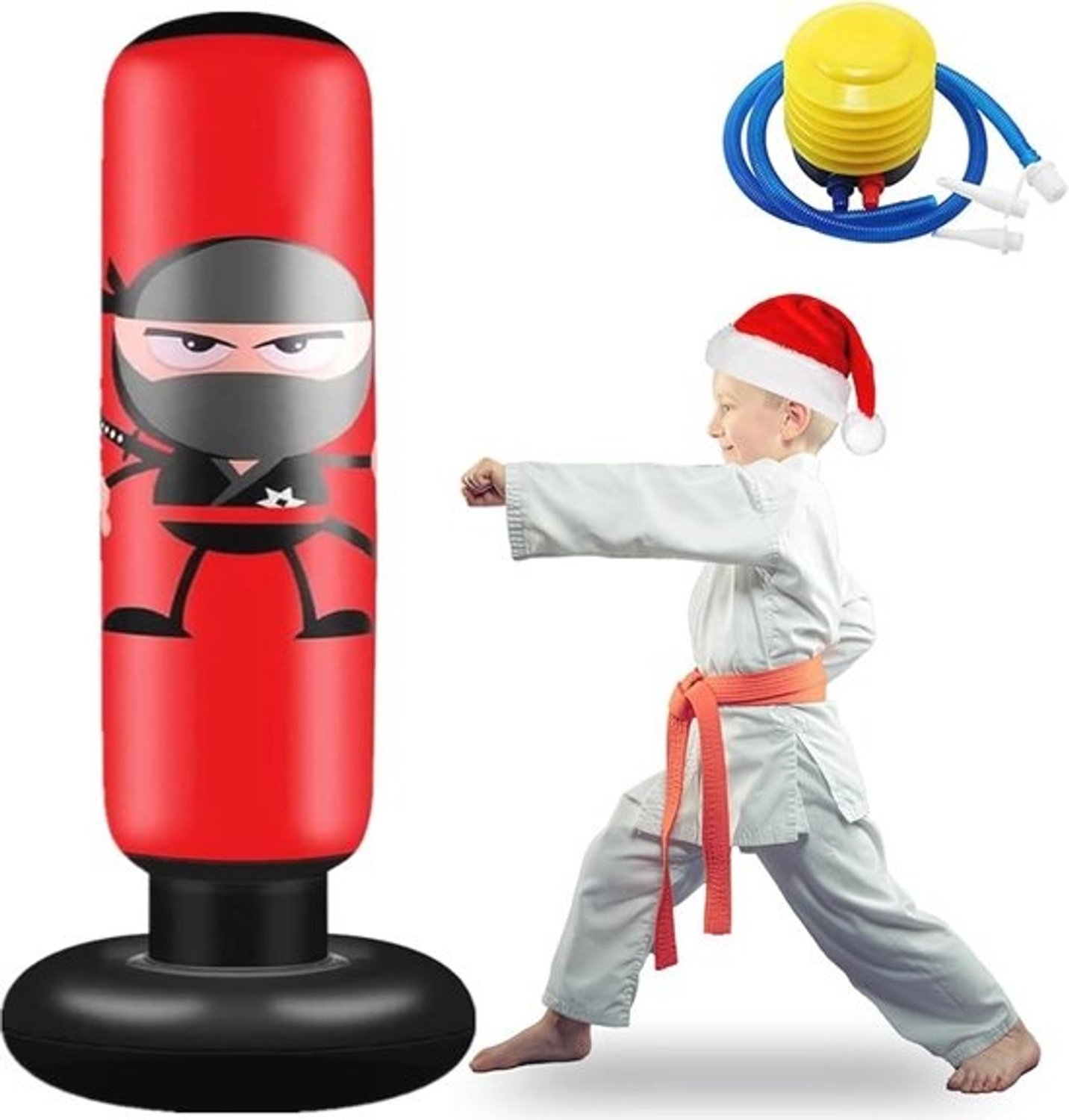 Vrijstaande opblaasbare bokszak voor kinderen - Voor karate- en MMA-oefeningen - 61 inch hoog