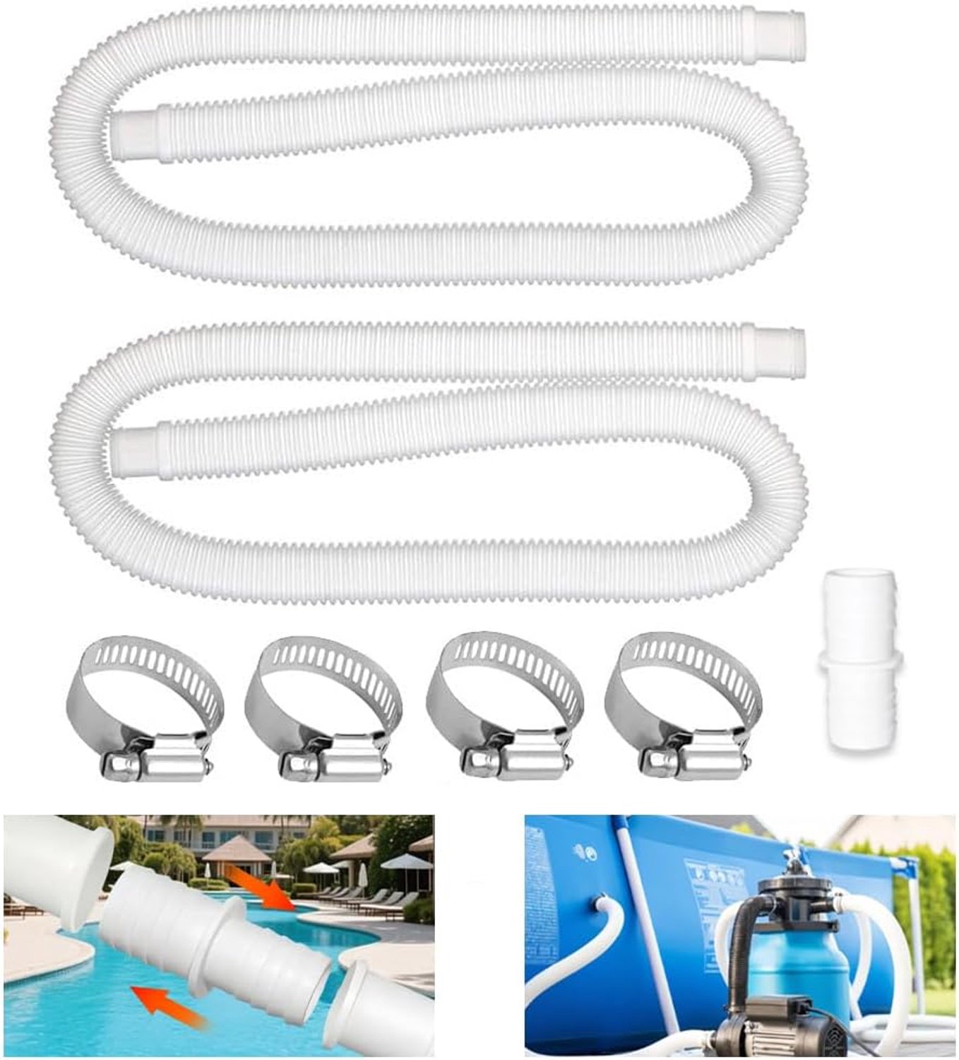 Vervangslang voor zwembad 32 mm - 1,5 m - duurzaam polyethyleen - eenvoudig te installeren - m-winkel