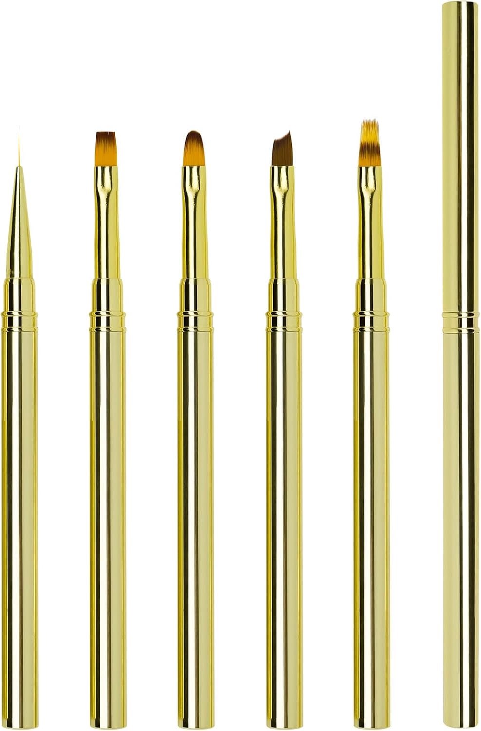 Nail Art Brushes Set 5St - Gouden Pens - Ombre, Franse, Ronde en Lijnkwast - Voor Professionele Nagelontwerpen - ServiceTopper