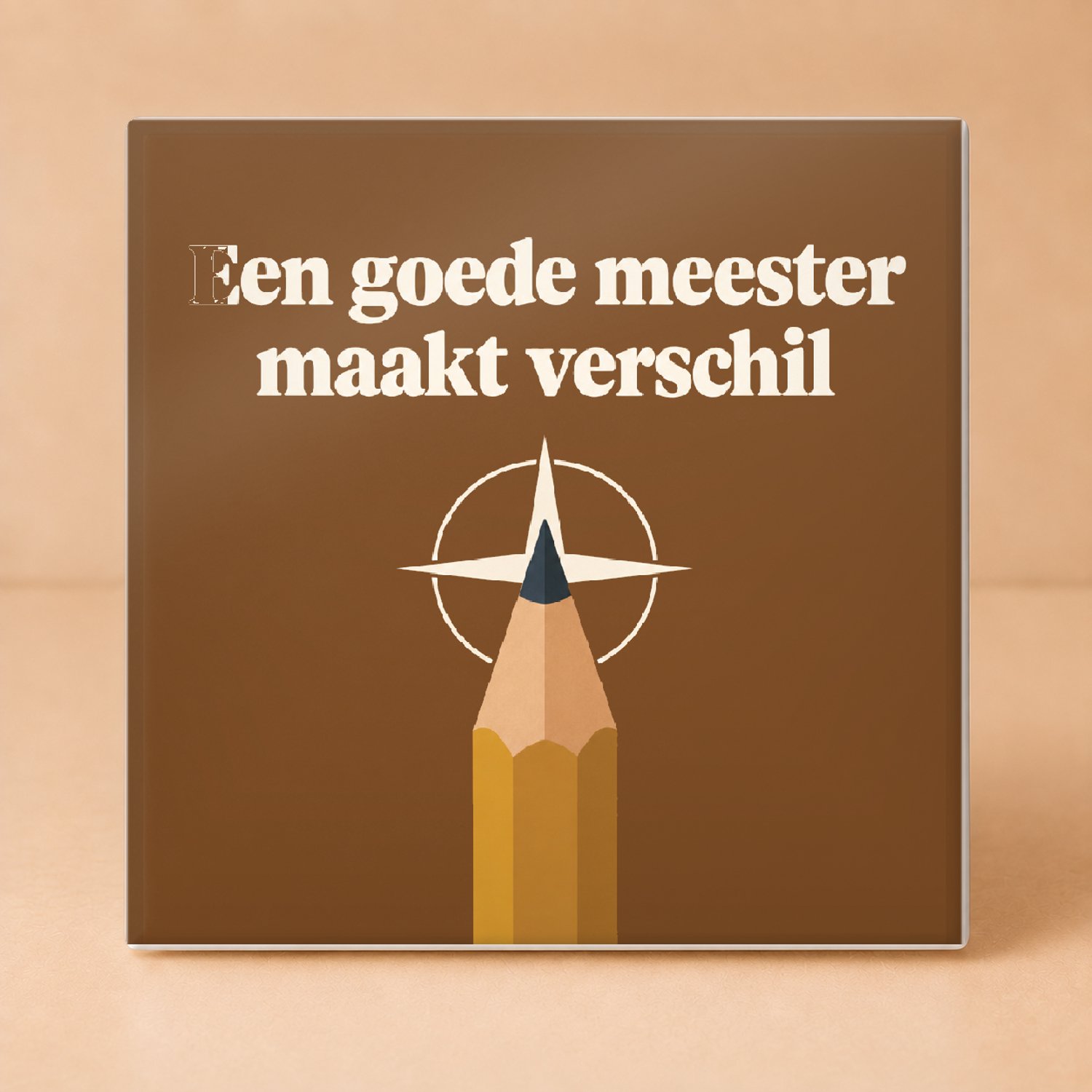 Bedruk King Retro jaren 70 ’Nieuwjaarsstart met meester’ Tegel – Stijlvolle decoratie voor leraren en onderwijsfans - 11 x 11 cm Wit