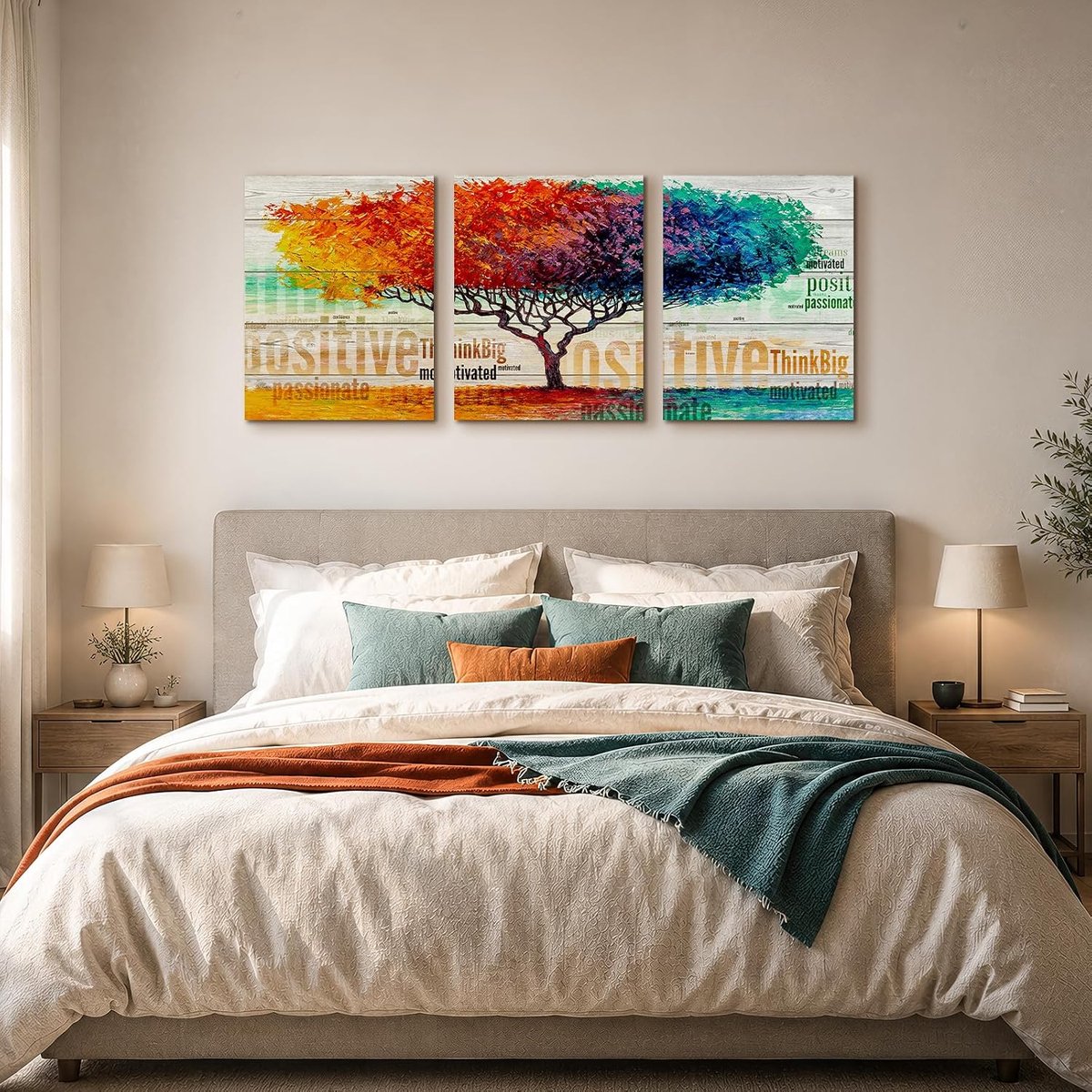Canvas Wandkunst, Moderne Lijstloze Afbeeldingen, Set van 3 Levensboom Schilderijen, Esthetische Kleurrijke Botanische Woondecoratie voor Woonkamer Slaapkamer Tuin Gang Kantoor 50x70 cm — cadeau in Wonen & Interieur - foto 5