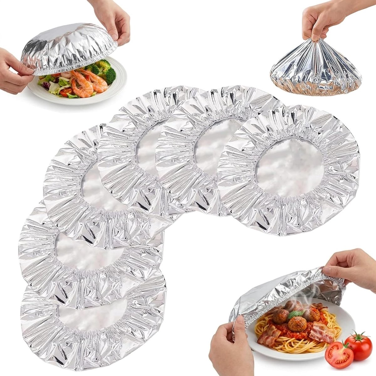 Isolatieafdekking van aluminiumfolie, 50 stuks, herbruikbare vershoudfolie, elastische vershoudfolie, hittebestendige - ShopVlot