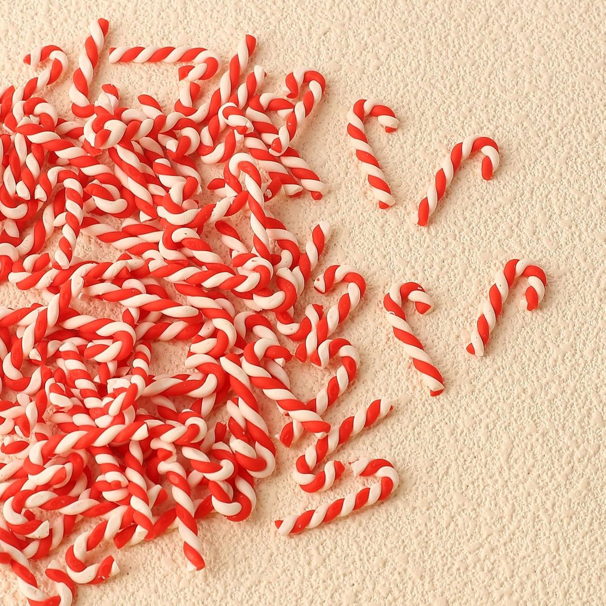 Mini suikerspinnen decoratie 21mm - rode polymer klei - kerstversiering - voor kerstboom en feestversiering - ShopVlot