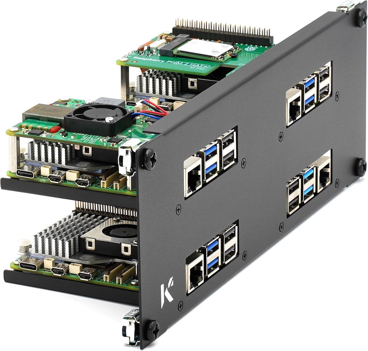 KKSB 10-Inch (10") 2U Rack Panel for Raspberry Pi - Holds 4 Boards, Supports Hats and Official Raspberry Pi Cooler - ShopVlot