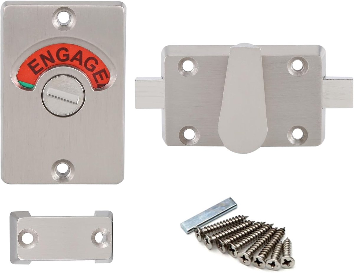 Zinc Alloy Door Lock Privacy Door Lock Stainless Steel Door Handle with Display Latch for Bathroom, Toilet, Public - ShopVlot