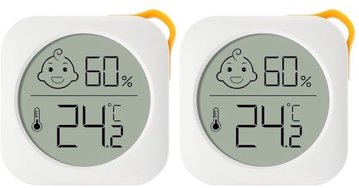 2x digitale mini-thermo-hygrometer - Voor het binnenklimaat - Met smiley-indicator