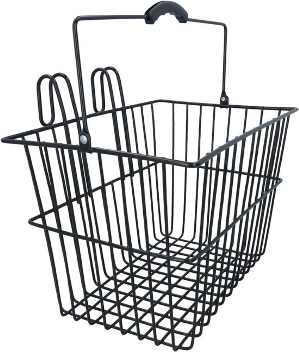 Stalen fietsmand - Voor- of achterrek - Voor dagelijkse boodschappen - Eenvoudig te monteren - 20 liter - Zwart