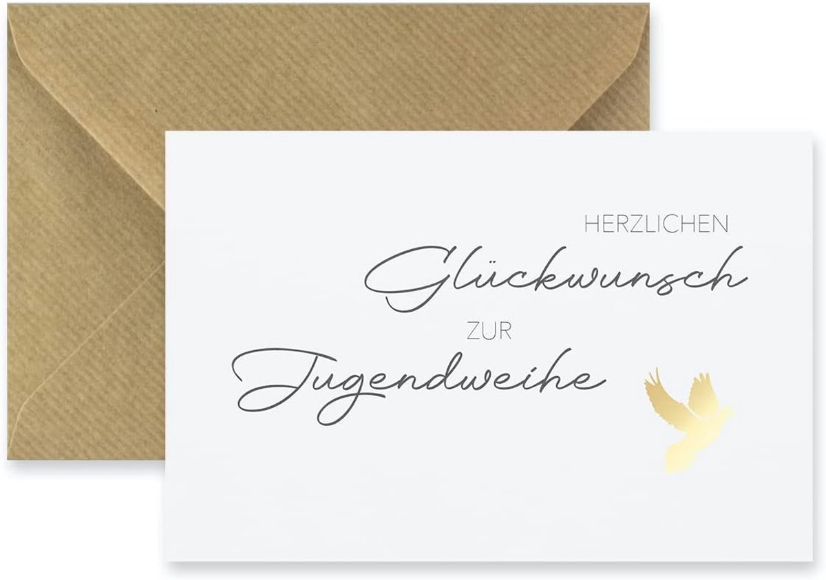 Vouwkaart voor jeugdtoewijding - 10,5 x 14,8 cm - natuurpapier - unieke felicitatiekaart - ShopVlot
