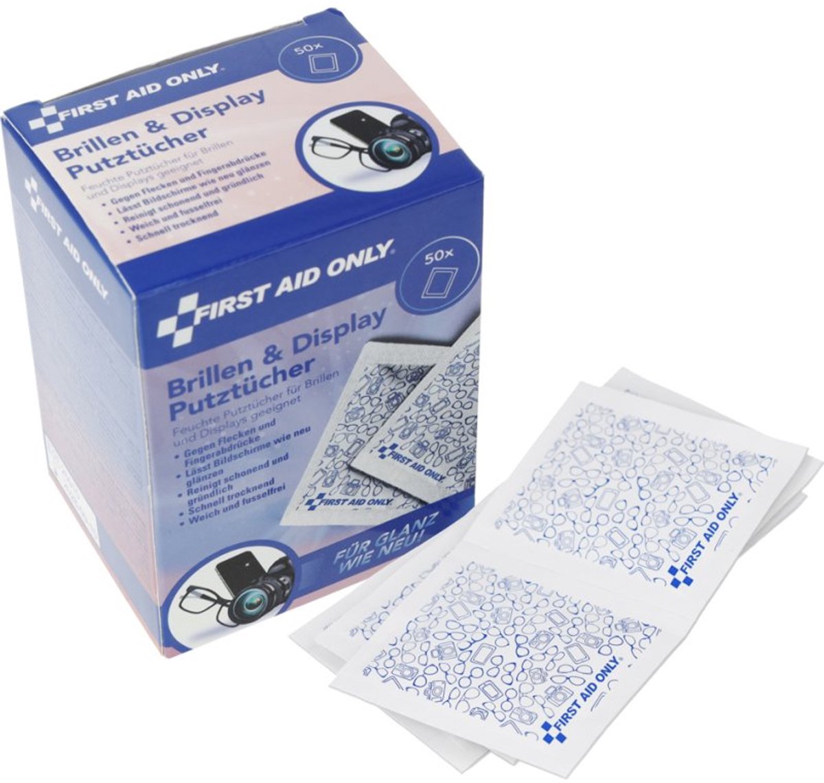 FIRST AID ONLY brillenreinigingsdoekjes, alcohol, 150 × 120 mm, 200 stuks