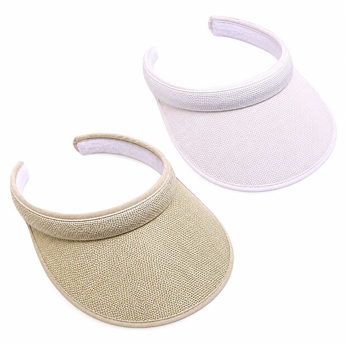 VHV - Zonneklep dames - 2 stuks - Verstelbaar en comfortabel - Khaki, zwart - Zonnehoed - Brede rand - Strandhoed - in de tuin