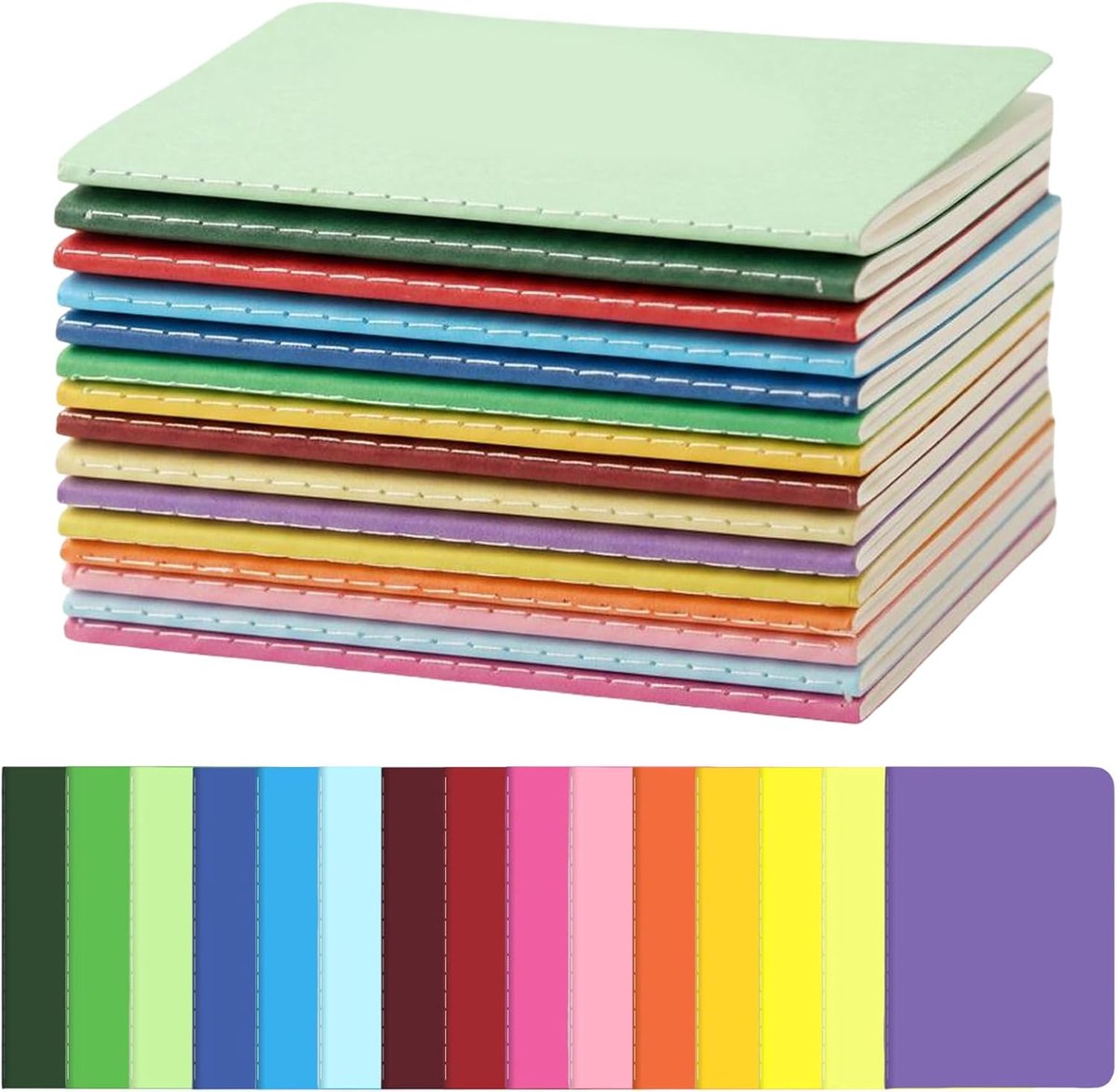 YUE QIN 30 stuks 14 x 9 cm notitieboekje, gelinieerd, klein notitieblok - ShopVlot