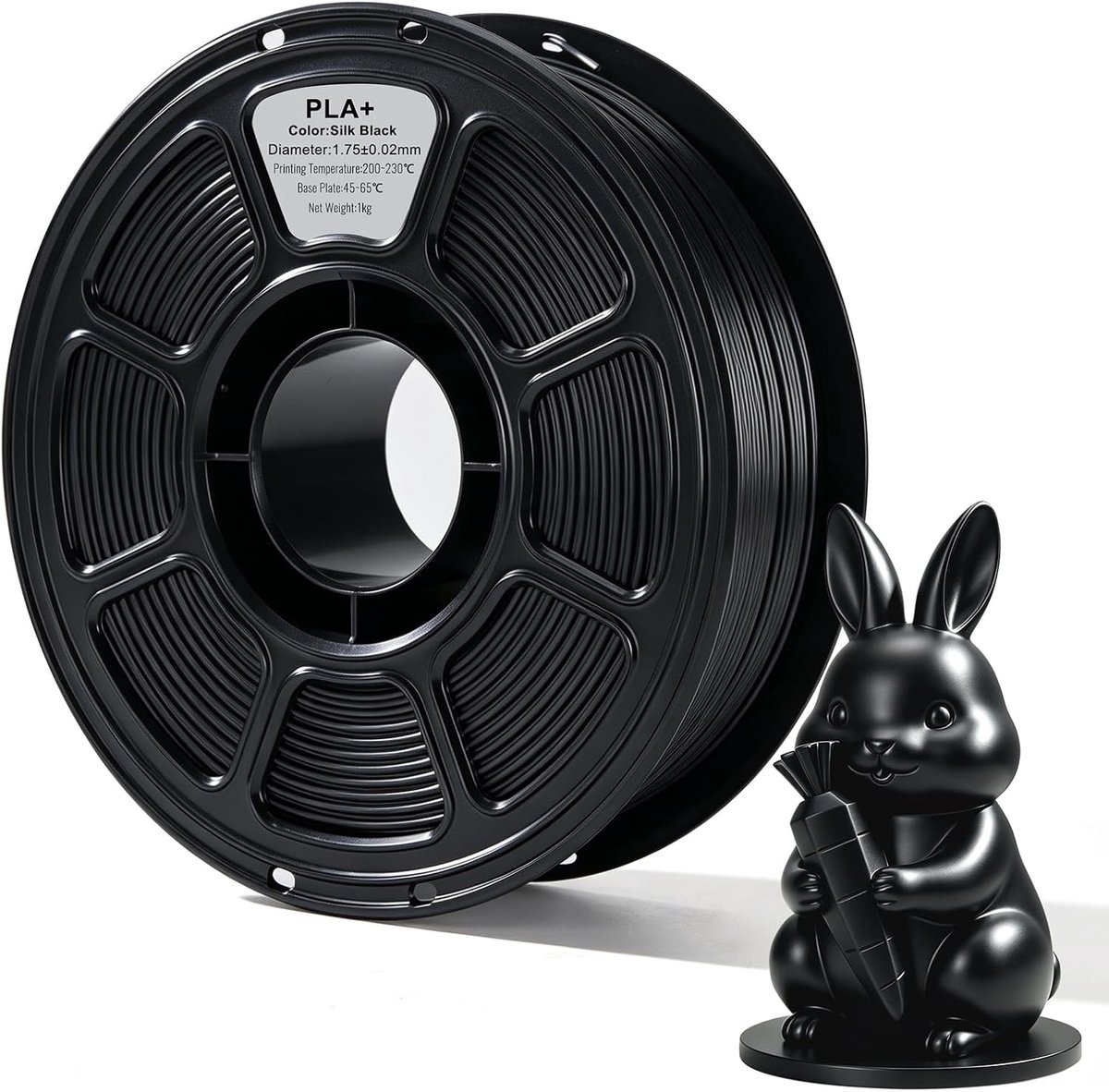 Silk PLA-filament, 1,75 mm, 1 kg, zwart, vacuüm verpakt, 3D-printerfilament - ShopVlot