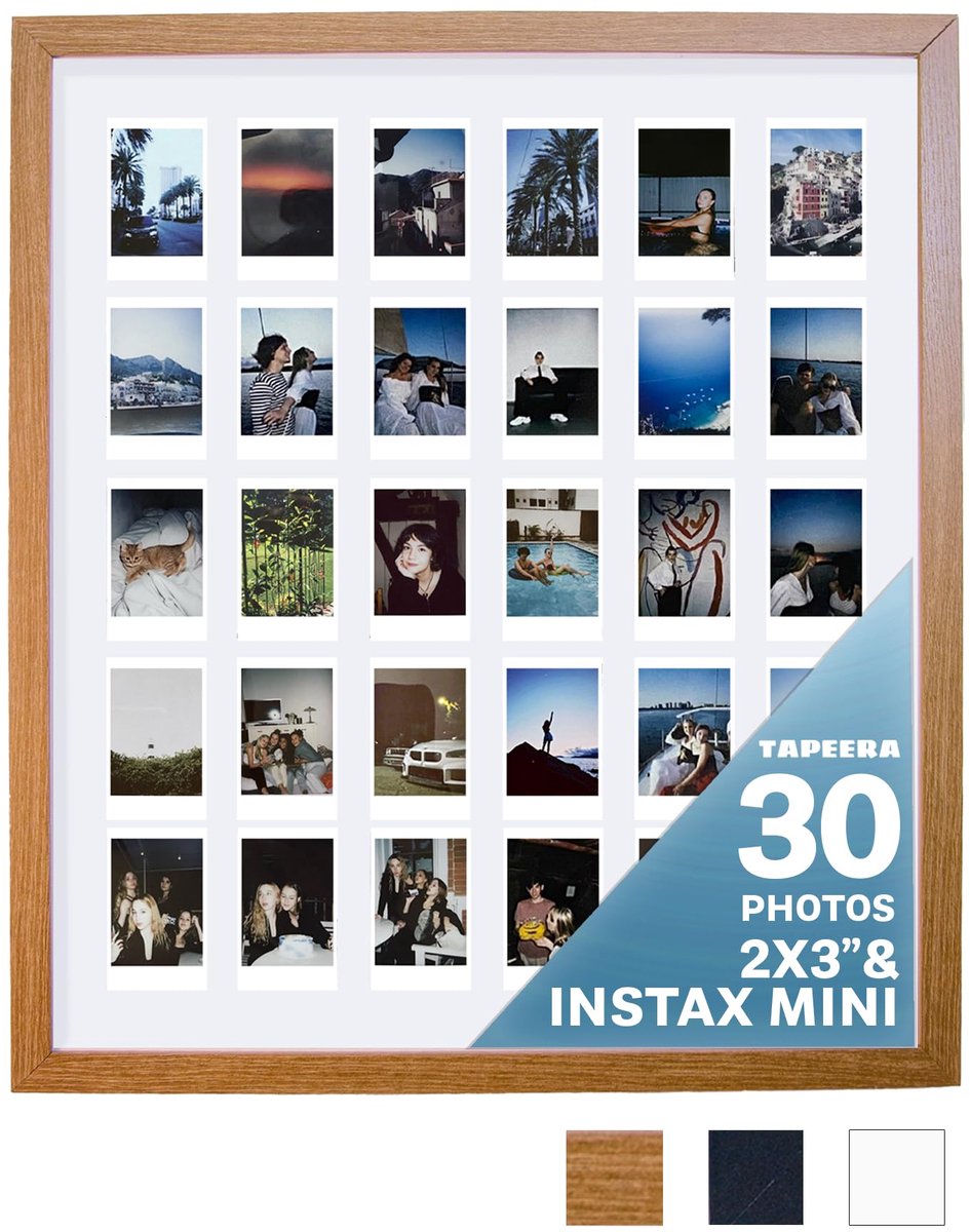 Tapeera Multi Picture Frame Collage Wall Decor For Fujifilm Instax Mini & Polaroid i-Type 600 (Natuurlijk Hout, Instax - ShopVlot