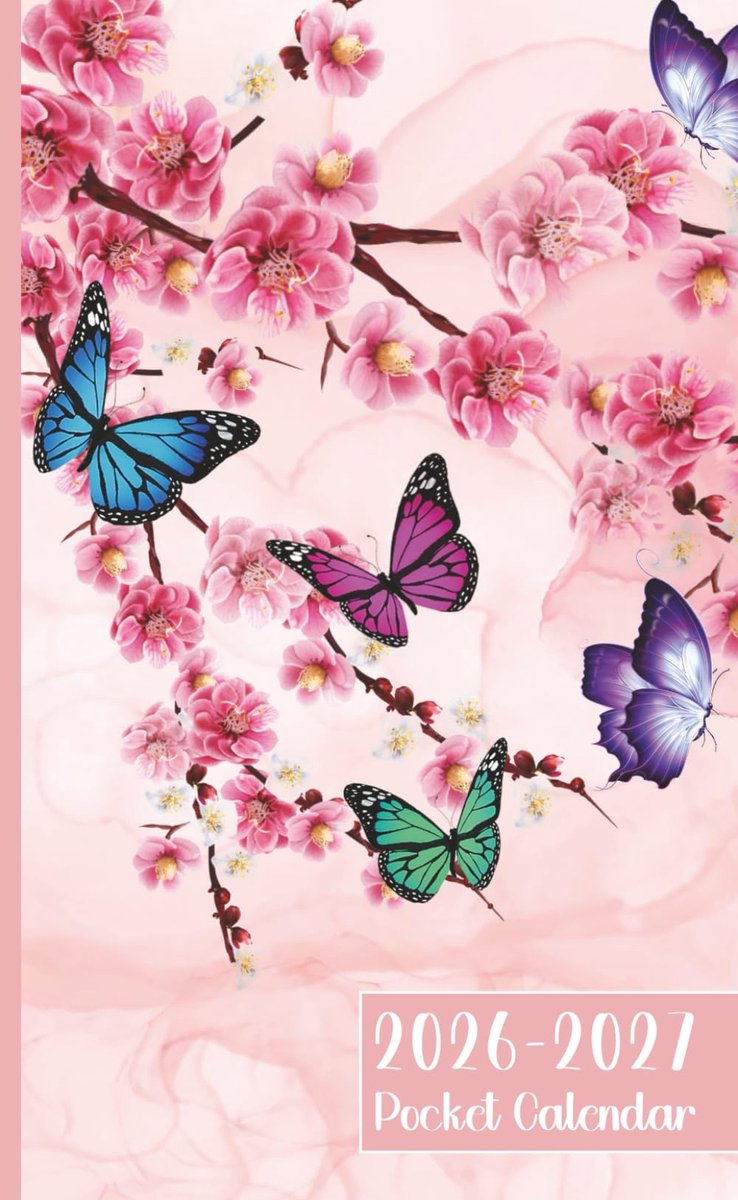 Pocket Calendar 2026-2027 for Purse: 2 Year Monthly Planner from January 26 to December 27 with Holidays, Butterfly - ShopVlot