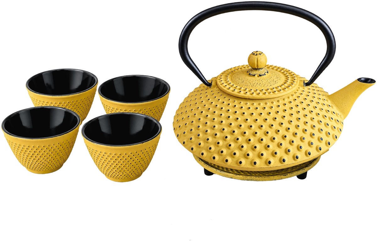 Gietijzeren theepot met zeef, kopjes en onderzetter TSUKO, 1,25 l