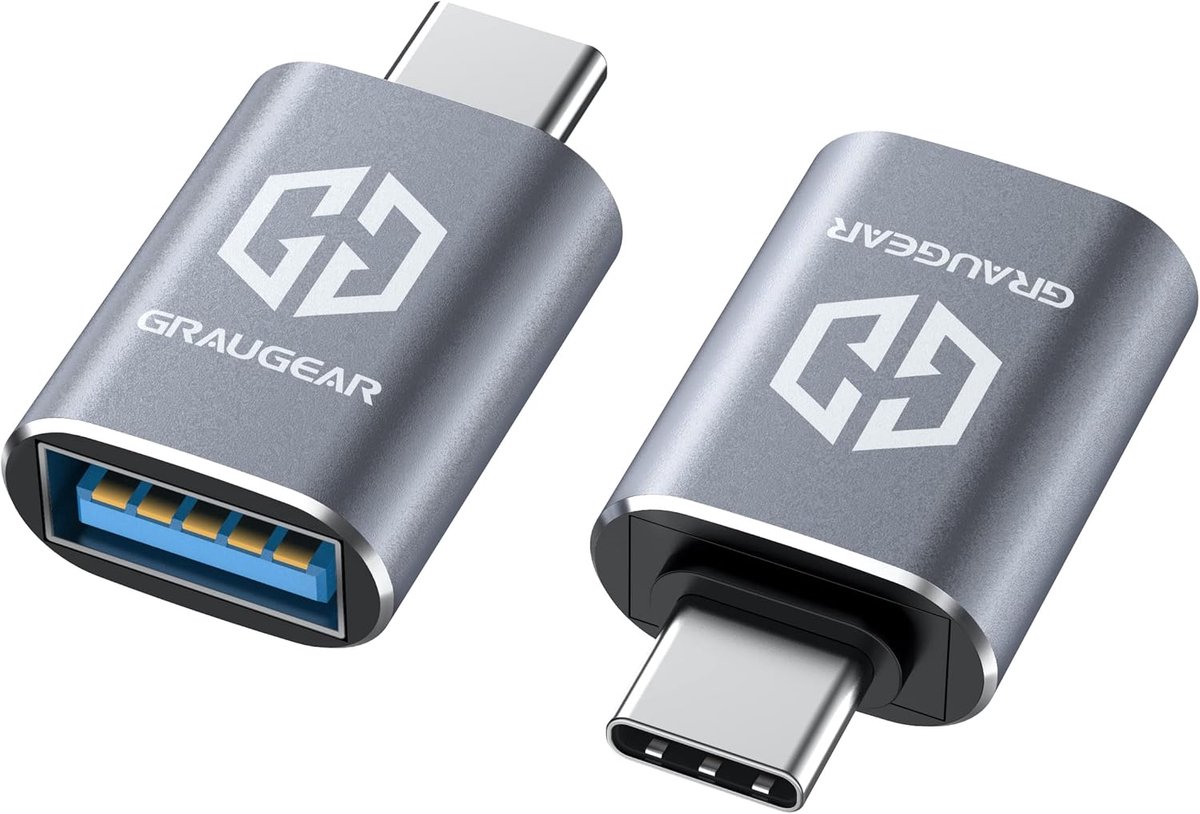 USB naar USB-C Adapter - 2 Stuks - 10Gbps Snelle Gegevensoverdracht - Aluminium Behuizing - ShopVlot