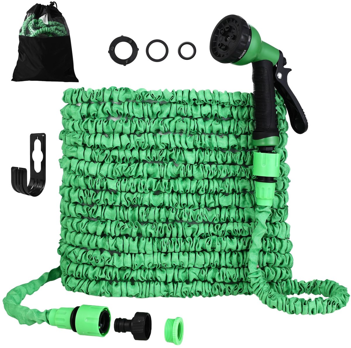 Flexibele tuinslang 30 m - intrekbare slang - met 8-functie sproeier - ideaal voor bewatering - ShopVlot
