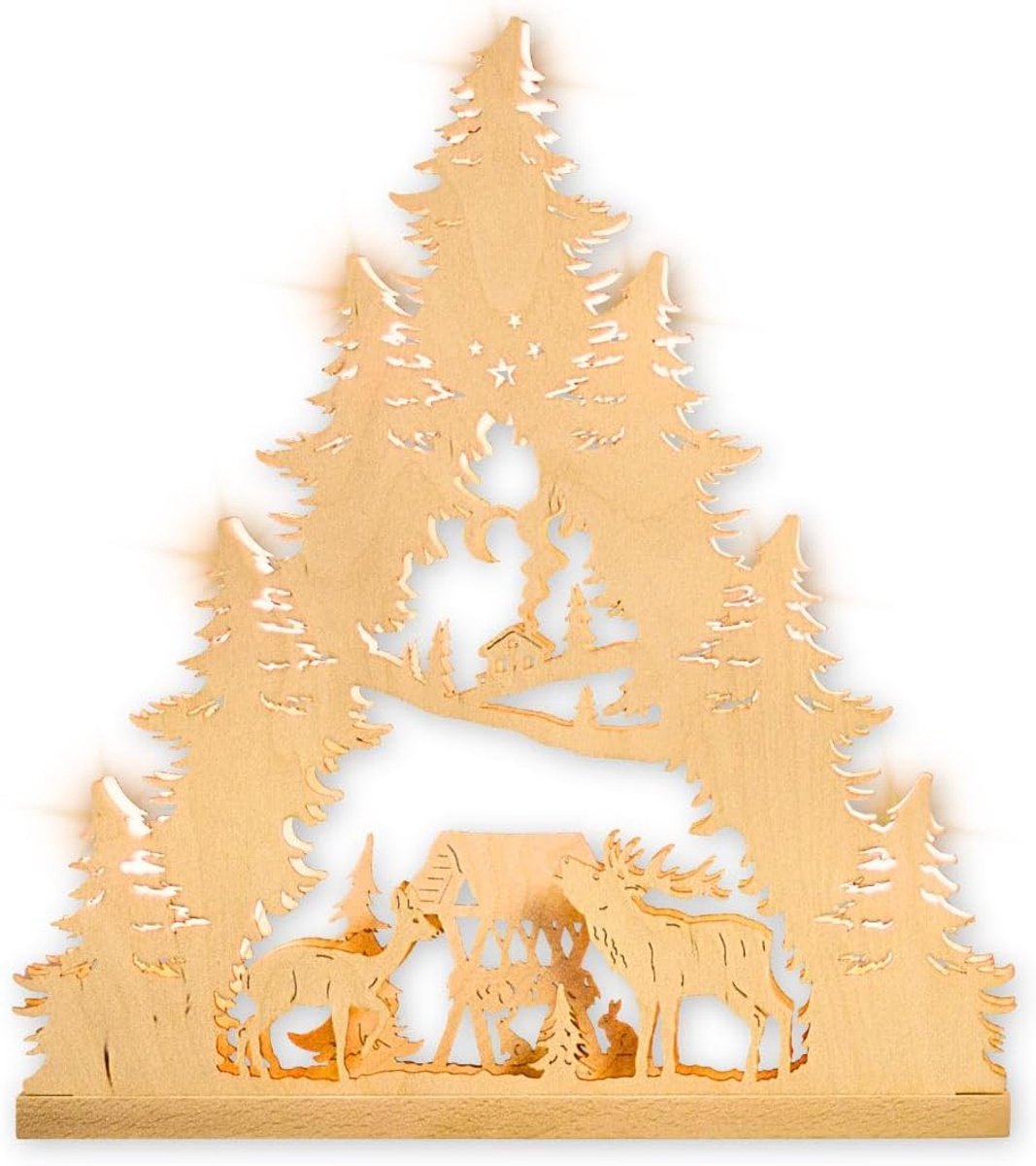 LED lichtpunt/kaars 'deer family' - 7 vlammen - Ore Mountains garantie - sfeervolle verlichting - ShopVlot