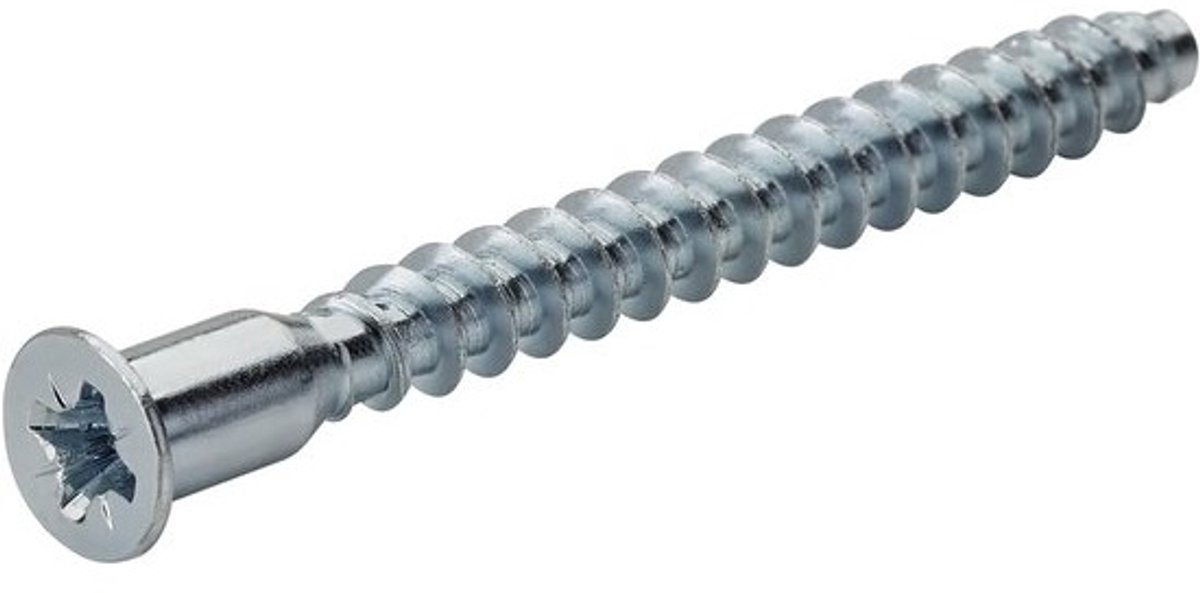 Confirmat-schroeven - Kruiskopverbinders - Voor meubelbouw - Verzinkt staal - 7 x 50 mm - Zilver