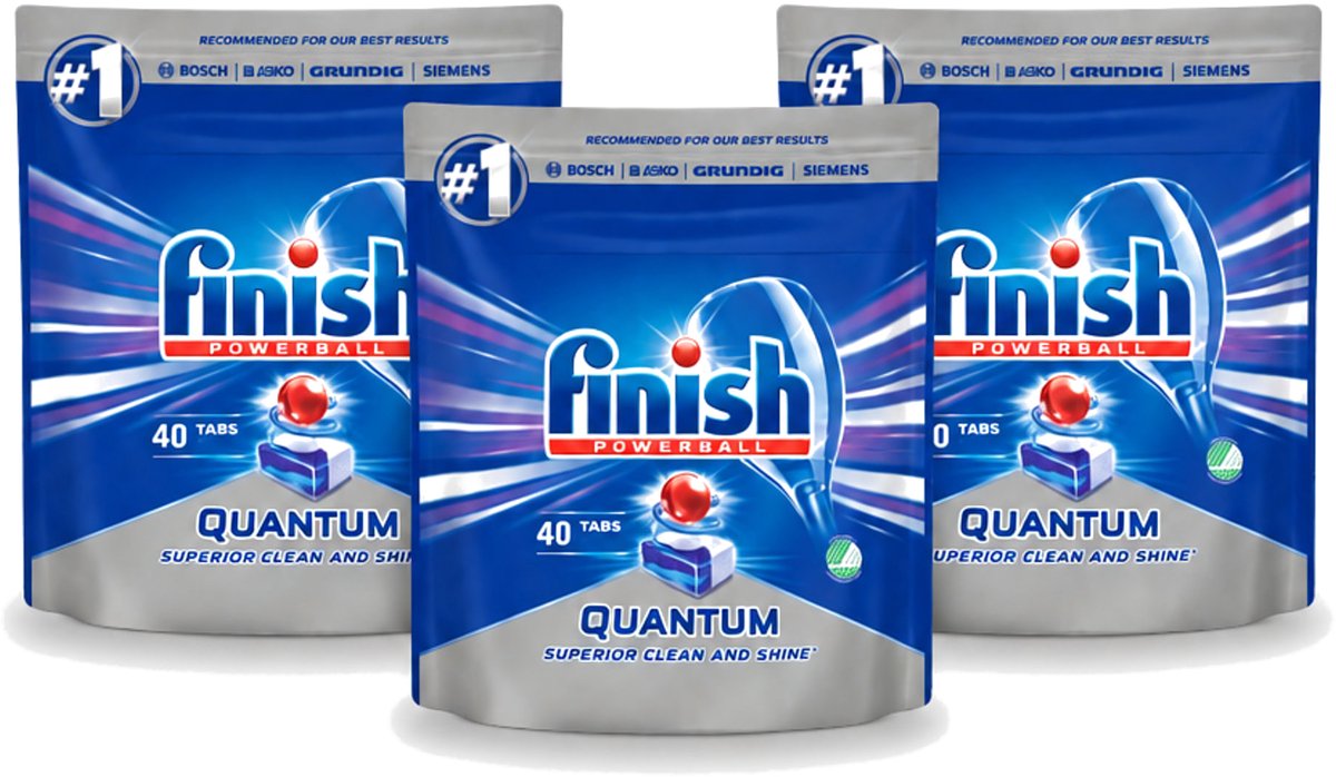 3 x Finish – Vaatwastabletten – Quantum Regular – 40 Capsules - Bulkverpakking - 3 stuks