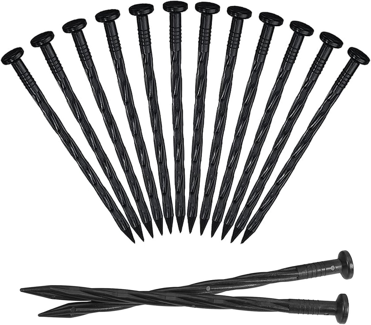 Tuinscheiding en Tomatensteunen, 25 Stuks Plastic Tuinankers, Grondpinnen voor Tent en Kunstgras, Spiral Binding voor Tuinranden (20 cm, 25 Stuks)
