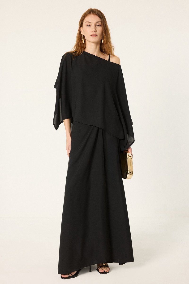 Touché Privé - Set van blouse met vlindermouwen en broek - Zwart - Dames