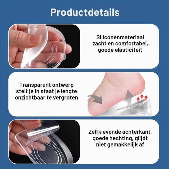 Comfortabele Gel Hakpads voor Ondersteuning van de Hiel en Achillespees - 2 Paar met 1cm Hakwig — afbeelding 2