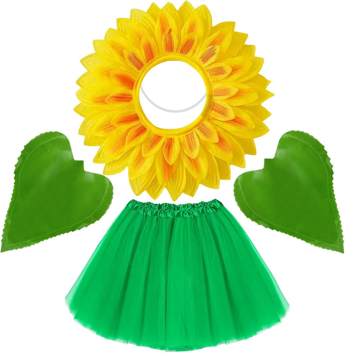 Women's Sunflower Costume Yellow Tulle Skirt Sunflower Hair Accessories for Carnival Theme Party Role Play Props - ShopVlot