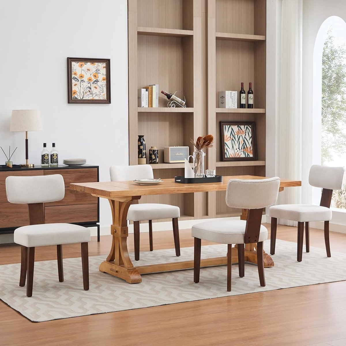 Eetkamerstoelen Set van 4 - Moderne Gestoffeerde Stoelen Hout 120kg