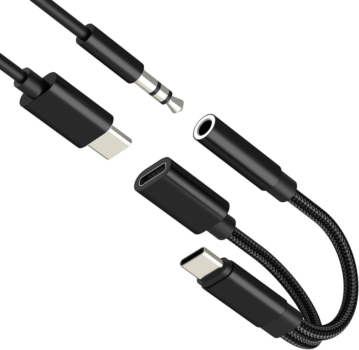 Adapter USB C jack naar kabel voor iPhone 17 16 15Pro Max compatibel met Samsung Galaxy S26 S25 Ultra - ShopVlot